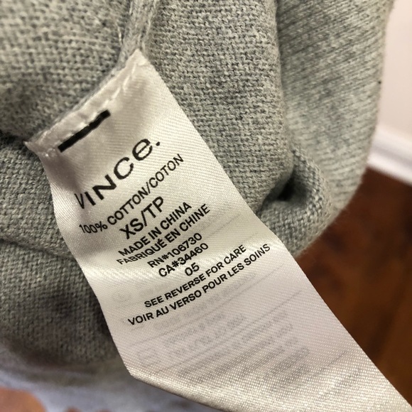 Vince Gray Ribbed Trim Oversized T-Shirt Tunic Dress XSMALL - Picture 5 of 7